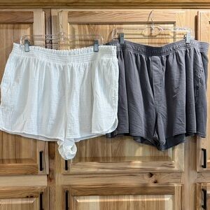 Lot of 2 Aerie Let Loose Fleece Gray and Aerie Gauzy High Waisted Shorts Sz XXL